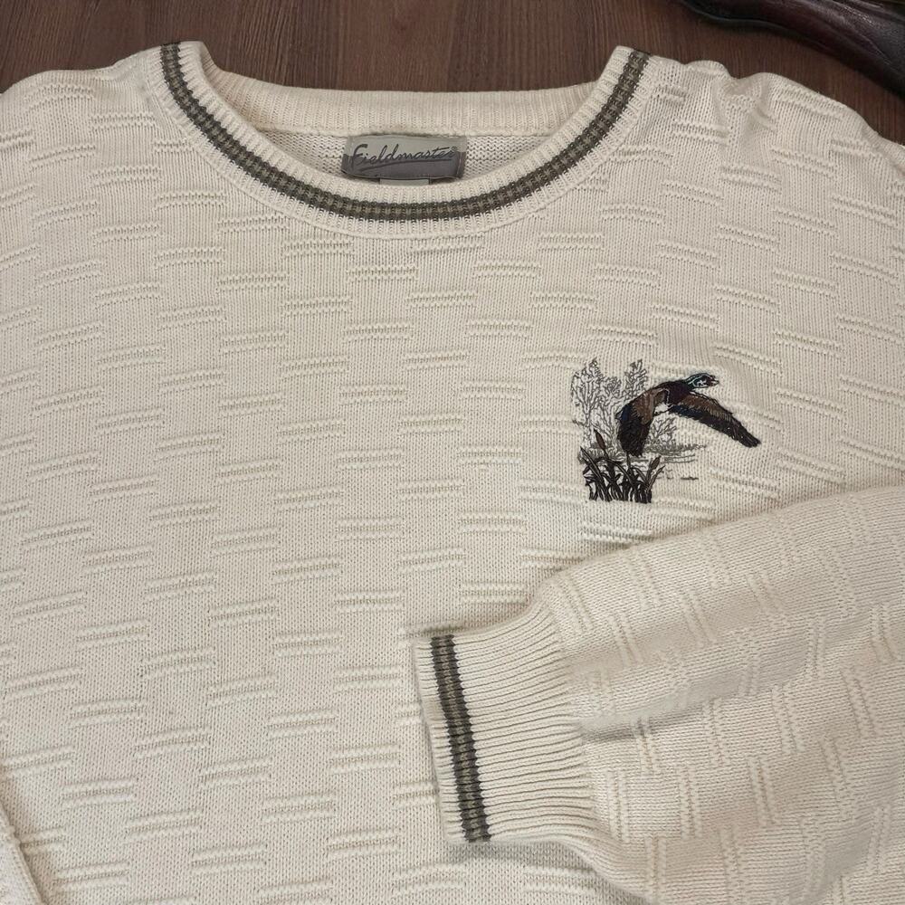 VTG 90s Fieldmaster Sweater Mens Sz 2XL Hunting Duck Embroidered USA Chunky
